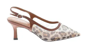 Mostrin Leopard Mesh Slingback Pointed Toe Flats Size 39 US 8 Brown Animal Print thumbnail 1