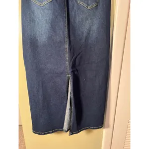 Womens Sz 8 Maxi Denim Skirt Dark Wash Slit Back Stretch Cotton Jeans High Waist thumbnail 7