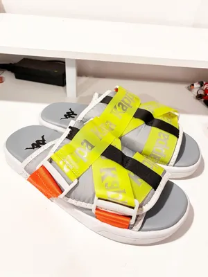 Kappa Slides Authentic Mitel 1 Grey Lime Orange Sandal Size 8 thumbnail 3