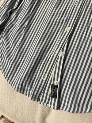 ANF Abercrombie and Fitch Blue White Vertical Striped Button Down Up Blouse Top Shirt thumbnail 2