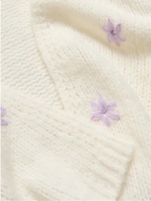 Reserved Women’s Cream Open Front Knit Cardigan with Lilac Floral Detail Size S thumbnail 5