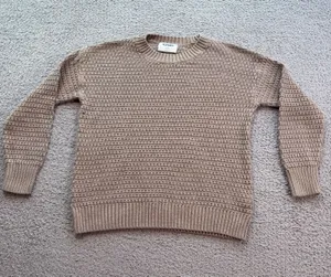 Old Navy Women’s Small Taupe Waffle Knit Tunic Sweater Cotton Viscose Crewneck thumbnail 1