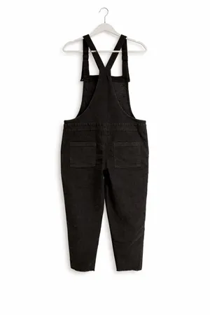 Aerie Black Corduroy Overalls - Relaxed Fit with Raw Hem - Small thumbnail 2