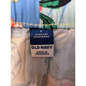 Old Navy Womens Nautical Postcard Print Rayon Shorts Blue Yellow Size Large thumbnail 3