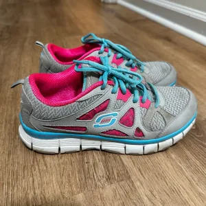 Skechers | Women's Flex Sole Grey Pink Blue Athletic Running Shoes, Size 6.5‎ thumbnail 3