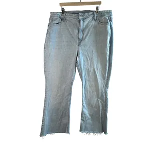 Old Navy Higher High-Rise Flare Jeans Light‎ Wash Raw Hem Cotton Stretch 18 Y2K thumbnail 4