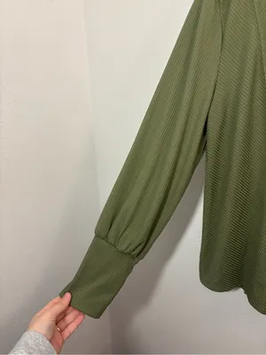 Cato Olive Ribbed V-Neck Long Sleeve Top Size XL thumbnail 4