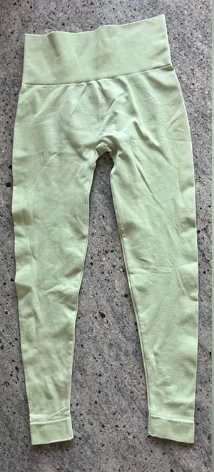 Amazon Sportneer Avocado Green Ribbed Seamless Gym Yoga Leggings Pants thumbnail 5