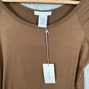 Tweeds Womens‎ Top Small T-Shirt Brown Stretch Short Sleeve NWT Ruched Basic Y2K thumbnail 7