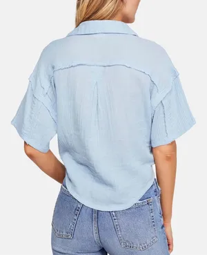 We The Free FREE PEOPLE Full of Light Blue Short Sleeve Crop Top $88 NWT L M S XS thumbnail 12