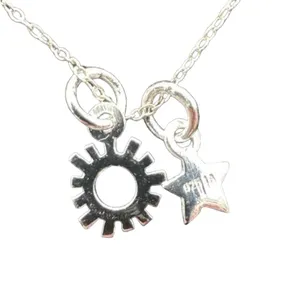.925 Silver Sun and Star Necklace Made in Italy - 18” chain thumbnail 4
