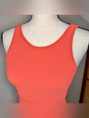 Lululemon Power Pivot Ribbed Tank Top Shirt Warm Coral Orange 4 W1CQMS thumbnail 4