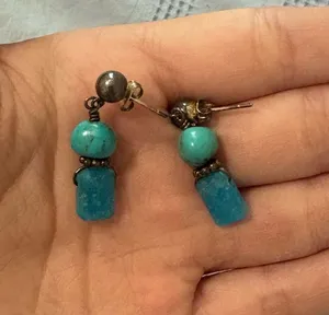 Native made sterling silver earrings Blue thumbnail 1