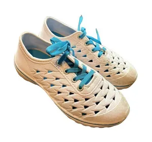 Lightweight Women's Cut-Out White Shoes With Blue Laces Size 36 (5.5) river shoe thumbnail 1