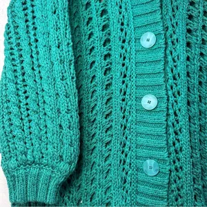 Maeve Anthropologie Teal Open Stitch Oversized Long Cardigan Sweater Small thumbnail 8