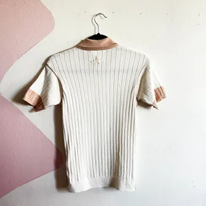 Draw & Fade Renee Polo‎ White Brown Women's Golf Shirt XS thumbnail 3