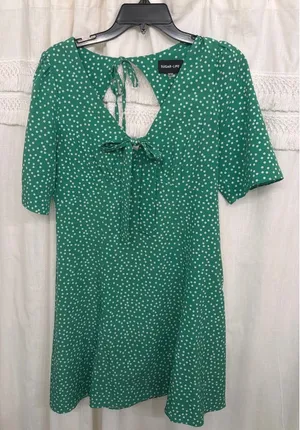 Pink Lily Green PolkaDot Dress thumbnail 1