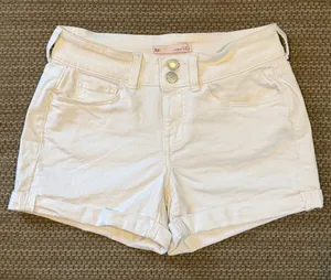 So Juniors 3 White Shorts Favorite Midi Low Rise Denim Cuffed 5 Pocket Casual thumbnail 1