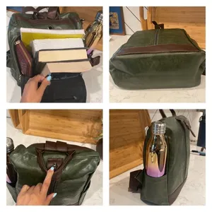 Vegan Leather Backpack One Shoulder Messenger Anti Theft Waterproof Travel thumbnail 10