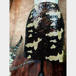 Three Eighty Two Sequined Camouflage Mini Skirt Brown Multi size S thumbnail 8