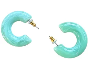 Plastic Jade Chunky Hoops Hoop Earrings Green thumbnail 1