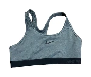 Nike Womens Pro Classic Sports Bra Carbon Heather/Black medium‎ thumbnail 1