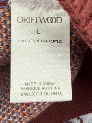 Driftwood Floral Jacquard Cropped Crewneck Sweater Rust Blue L NWT thumbnail 7