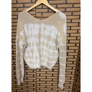 Freshman Tan And White Tie Dye‎ Crop Sweater Size Large thumbnail 2