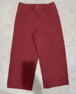 A New Day Womens 28x23 High Rise Wide Leg Cropped Pants Red Pink Size 8‎ Stretch thumbnail 1