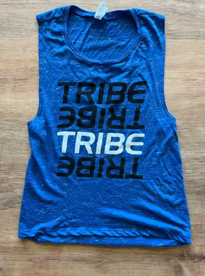 Bella canvas tank. Blue, says TRIBE. Size small. thumbnail 1