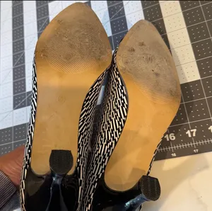 Bellini Black White Print Pump Shoes Pointed Toe Heels 10 thumbnail 7