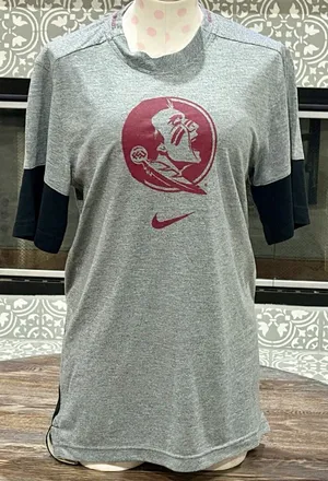 NIKE Florida State FSU Seminoles Heather Grey S/S Shirt w/Black Contrast -Small thumbnail 2