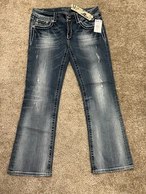 Miss Me jeans Y2k low rise boot cut NWT saddle stitching‎ gemstones 31 RARE thumbnail 4