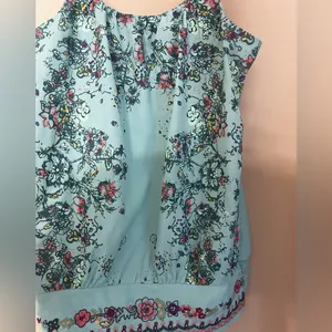 Floral Print Light Green Blue Sleeveless Cami Top thumbnail 2