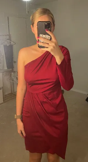 Amazon Maroon One Shoulder Dress thumbnail 3