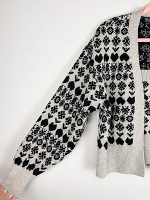 River Island Gray Black Fair Isle Patterned Cardigan Sweater Tank Matching Set thumbnail 4