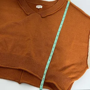 Pol Colorblock Boho V-Neck Knit Sweater Slouchy Pullover Rust Orange Size Small thumbnail 6