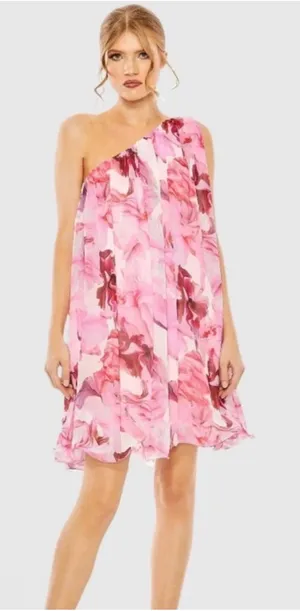 NWT Mac Duggal Pink Floral One-ShoulderMini‎ Dress 55875 Sz 10 $398 thumbnail 1
