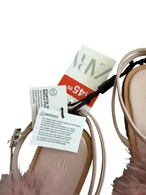 ZARA Pink Feather Sandals Size 38 / 7.5 NEW NWT thumbnail 3