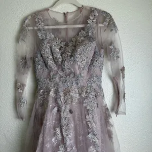 MAC DUGGAL Lace Tulle A Line Midi Dress thumbnail 5