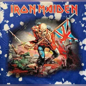 Iron Maiden Vintage Style Graphic Artwork Tye Dye Short Sleeve Shirt XL Blue thumbnail 2