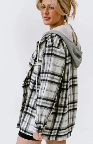 Hooded flannel jacket thumbnail 1