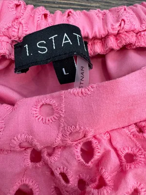 1. State Pink Broderie Anglaise Square-Neck Puff Sleeve Top thumbnail 3