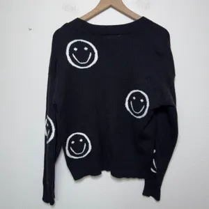 Elan Women Cardigan Sweater Small Black‎ Smiley Face Whimsigoth Indie Grunge thumbnail 6