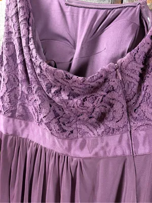 Adrianna Papell One-Shoulder Purple Lace & Mesh Mini Party Dress 6 thumbnail 13