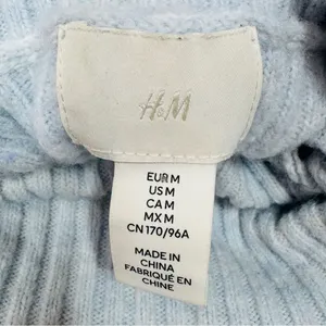 H&M Oversized Ribbed Cowl Neck Sweater Powder Blue Medium‎ thumbnail 9