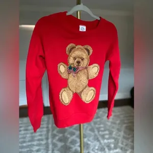 Vintage Teddy Bear Christmas Sweatshirt‎ Holiday Kitsh Nostalgic 90s Whimsical S thumbnail 2