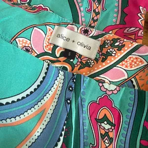 Alice + Olivia Paisley Print High-Waist Wide-Leg Silk Blend Festival Pants Small thumbnail 3
