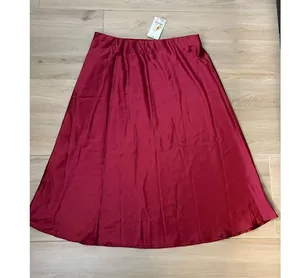 PRETTYGARDEN NEW Midi Skirt High Waisted Solid Satin Dress XL thumbnail 4