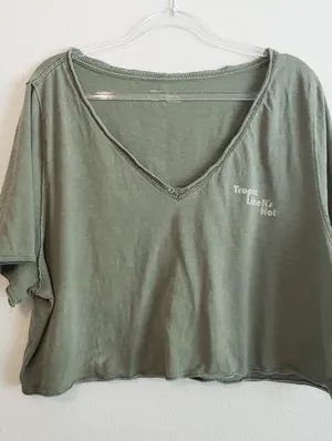 Aerie Cropped V-Neck Line Short Sleeve Tee Shirt thumbnail 2